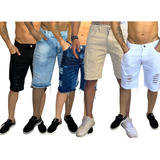 Kit 5 Bermudas Shorts Jeans Rasgada