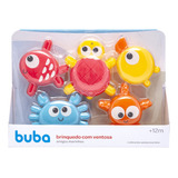 Kit 5 Bichinhos Amigos Marinhos Banho Com Ventosa Buba