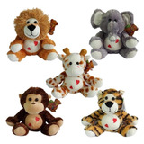 Kit 5 Bichos De Pelúcia Safari Nicho Decoração Bebê