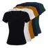 Kit 5 Blusas Camiseta Baby Look Gola V Manga Curta Atacado