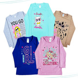 Kit 5 Blusas Manga Longa Frio Menina Infantil 1 Ao 8 Atacado