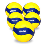 Kit 5 Bola De Voleibol Mikasa V360w Quadra Areia Leve Macia