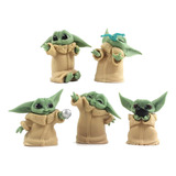 Kit 5 Bonecos Miniatura Baby Yoda Star Wars Mandalorian 6 Cm