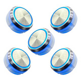 Kit 5 Botão Chamada Elevador 4 Vias 12 24v Azul Redondo Aço