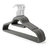 Kit 5 Cabides Veludo Adulto 44x22cm Cinza Reforçado E Resistente Para Roupas Camisetas Gravatas