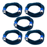 Kit 5 Cabo Microfone Xlr Canon Balanceado Macho X Femea 1m
