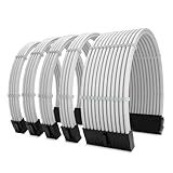 KIT 5 CABO SLEEVED BRANCO EXTENSOR PARA FONTE 1 ATX 2 CPU 2 GPU