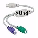 KIT 5 CABOs ADAPTADOR CONVERSOR USB P 2 PORTAS PS2 MOUSE E TECLADO 01225