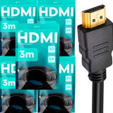 Kit 5 Cabos Hdmi 3m Metros Mts Gold 4k 3d Full Hd Blindado