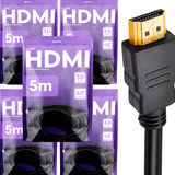 Kit 5 Cabos Hdmi 5m Metros Mts Gold 4k 3d Full Hd Blindado