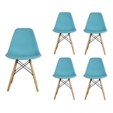 Kit 5 Cadeiras Charles Eames Wood Design Eiffel Várias Core