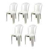 Kit 5 Cadeiras Plástica Branca Bistrô P até 182kg Resistente
