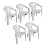 Kit 5 Cadeiras Plásticas Apoio Braço