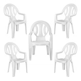 Kit 5 Cadeiras Plásticas Poltrona Arcos Branca