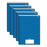 Kit 5 Cadernos Brochura Grande Capa Dura 96 Folhas Cor Azul