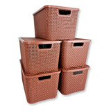 Kit 5 Caixas cesto Organizador Rattan Preto 7l Promoção