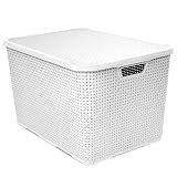 Kit 5 Caixas Organizadora Rattan Empilhável 40 Litros Branca