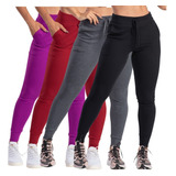 Kit 5 Calça Ribana Feminina Canelada Inverno Frio Top