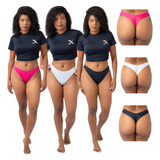 Kit 5 Calcinha Fio Duplo Microfibra Feminina Atacado Revenda