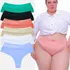 Kit 5 Calcinha Plus Size Cintura Alta Fio Dental Cós Duplo