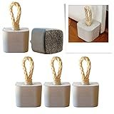 Kit 5 Calços De Porta Artesanal Peso De Porta Quadrado 1 3 Kg Cinza Com Alça Em Sisal E Base Protetora Perfeito Para Decoração