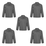 Kit 5 Camisa Jaleco Brim Manga Longa Gola Italiana Uniforme