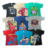 Kit 5 Camisa Manga Curta 100 Algodão Infantil Super Heróis