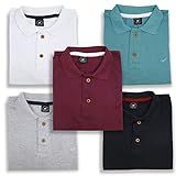 Kit 5 Camisa Polo Envoy Tecido Piquet Básica Masculina -G- PRETO-BRANCO-VINHO-CINZA-VERDE ÁGUA-