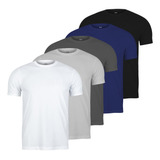 Kit 5 Camiseta Algodão Casual Liso Complemento Slim Passeio