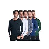 Kit 5 Camiseta Camisa Térmica Masculina Proteção Solar Uv 50 Manga Longa Dry Fit BR Alfa G Regular Preto Branco Marinho Chumbo Verde