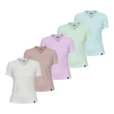 Kit 5 Camiseta Feminina Gola V Algodão Premium Vest Rouse