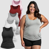 Kit 5 Camiseta Feminina Regata Academia Plus Size