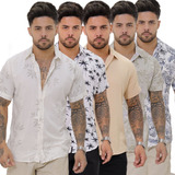 Kit 5 Camiseta Floral Masculina Social