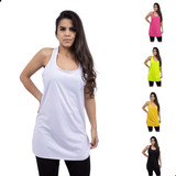 Kit 5 Camiseta Regata Alongada Feminina Tapa Bumbum Academia