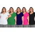 Kit 5 Camisetas Baby Look V Feminina Plus Size Básica Casual