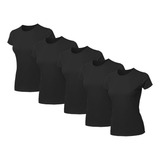 Kit 5 Camisetas Babylook Algodão Cores Neutras Ssb