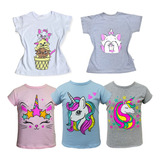 Kit 5 Camisetas Blusa Infantil Para Menina