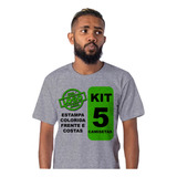 Kit 5 Camisetas Camisa Personalizada Logomarca Empresa Cinza