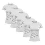 Kit 5 Camisetas Femininas Baby Look Básica Lisa Algodão