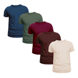 Kit 5 Camisetas Masculina Básica Lisa Caimento Perfeito Dia