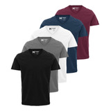 Kit 5 Camisetas Masculina Gola V Slim Algodão Premium Zaroc