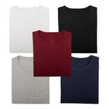 Kit 5 Camisetas Masculinas Basica Gola Redonda 100 Algodão
