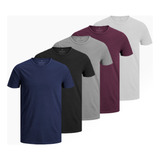 Kit 5 Camisetas Masculinas Slim Fit