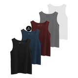 Kit 5 Camisetas Regata Masculina Lisa Básica Camisa By Zaroc