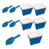Kit 5 Canister Guardar Ração Cachorro Gato 5 Pás Higiênica A