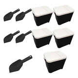 Kit 5 Canister Guardar Ração Cachorro Gato 5 Pás Higiênica
