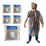 Kit 5 Capa De Chuva Descartável Incolor Unissex Transparente