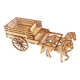 Kit 5 Carroça3 D Mdf 20cm Com Cavalo Cavalinho Roça Country
