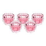 Kit 5 Castiçal De Vidro Para Velas Elegante Decor Vintage