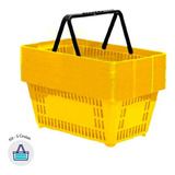Kit   5 Cestas De Compras Plástica 16l Amarelo